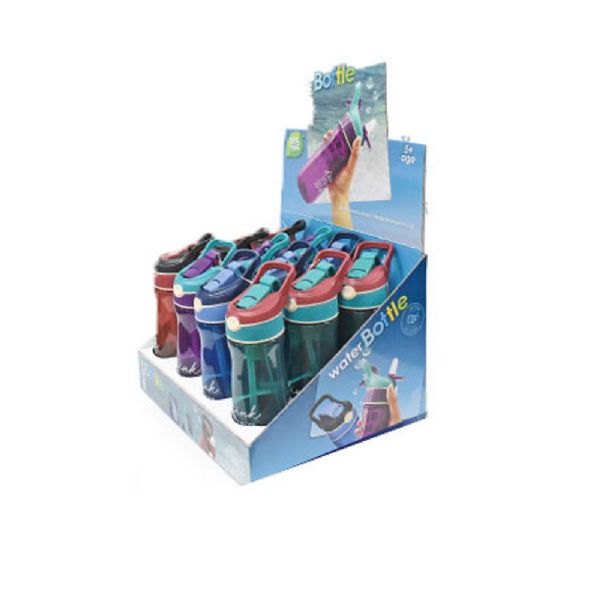 AutO-Open Spout Water Bottles W/ Mister & Carrying Handle - 600ml/20.3 oz