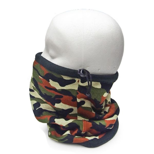 Camouflage Printed Gaiter Scarf Fleece Lining And Adjustable Strap