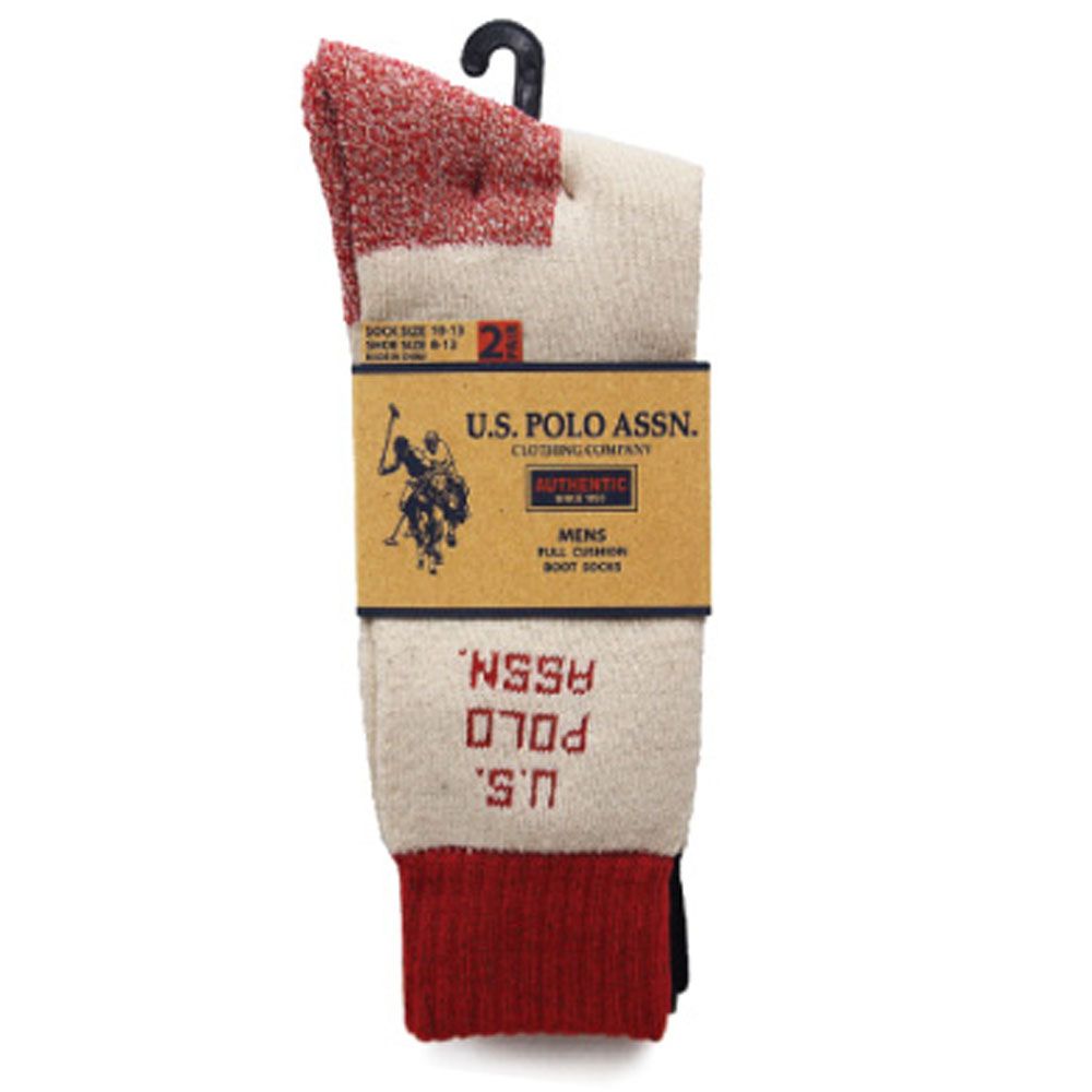 Us Polo 2 Pair Men's White Boot Socks at