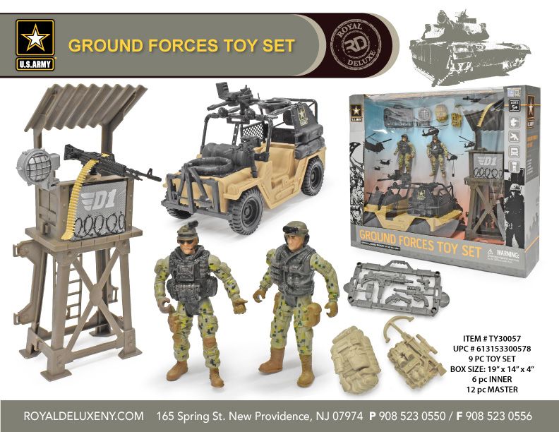 Us Army Big Box Toy Set W/ Soldier, Vehicle, Tower at