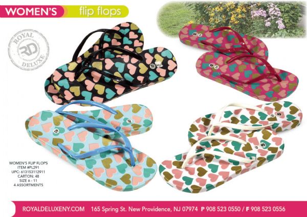 Womens Soft Flip Flop Hearts
