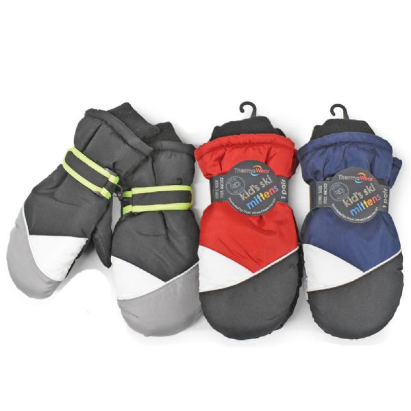 Boy's Tritone Ski Mitten With Adjustable Velcro Buckle