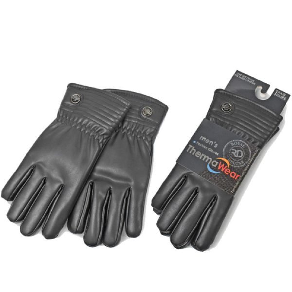 Men's Fleece Lined Faux Leather Gloves