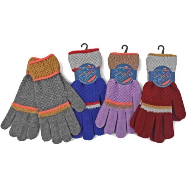 Women's TrI- Tonal Knit Fashion Glove