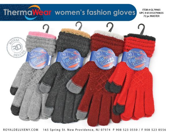 Women's Tonal Trim Sweater Knit Fashion Glove