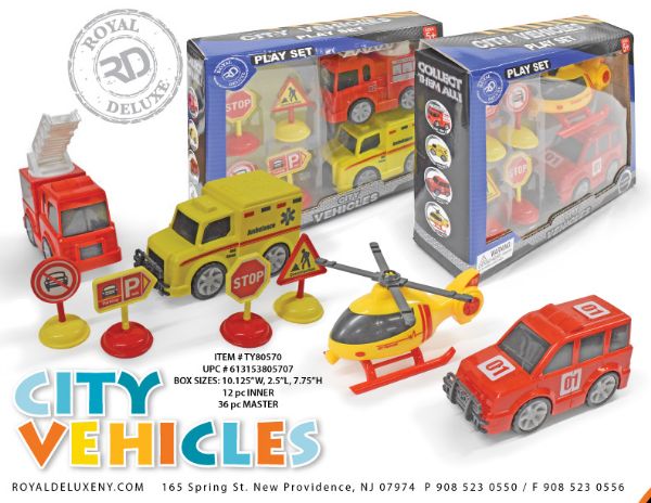 6pk City Vehicle Toy Set