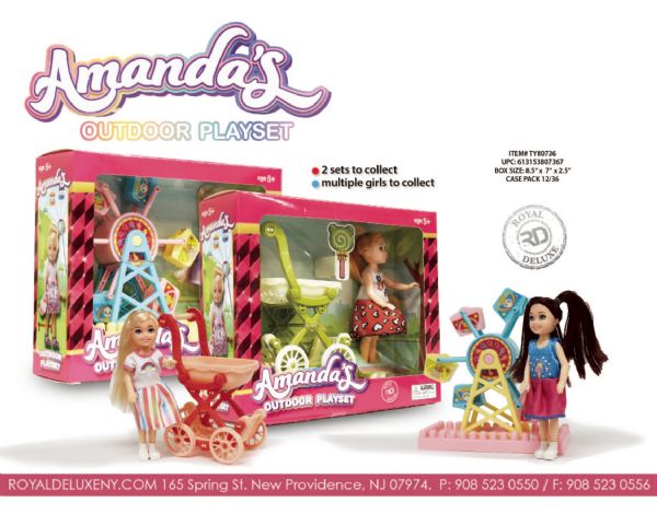Amanda's Play Set Stroller And Carousel Doll Sets