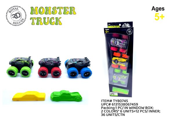 3pk Friction Powered Monster Trucks With Ramps