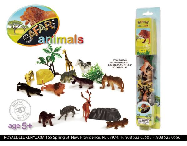16 Pc Mini Safari Figures