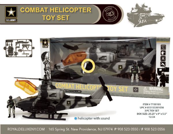 Us Army Light And Sound Helicopter And Action Figure - With Try me