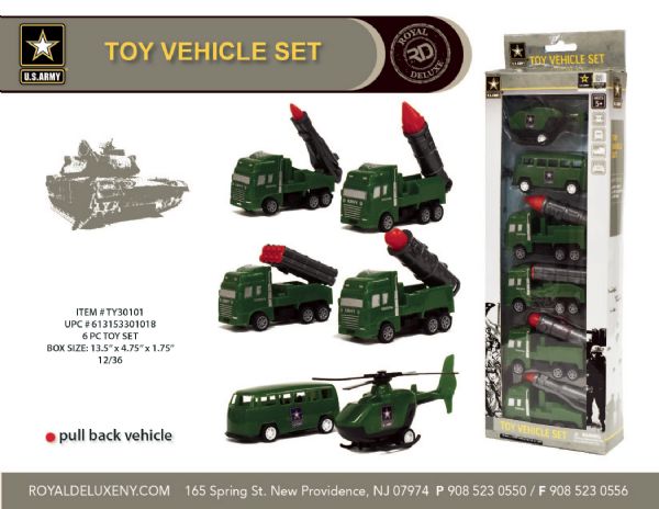 Us Army 6pk Pull Back Military Vehicles