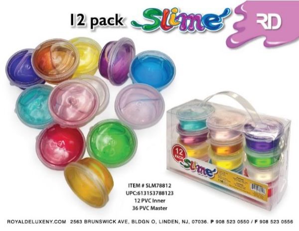 12pk Slime In Assorted Colors In Pvc Case