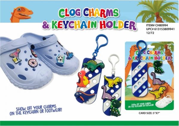 Clog Charms And Carabiner Holder Dino Theme
