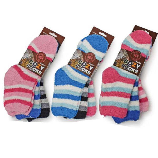 3pk Cozy Striped Women's Cozy Socks