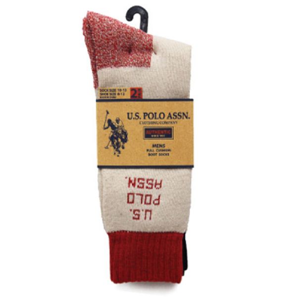 Us Polo 2 Pair Men's White Boot Socks