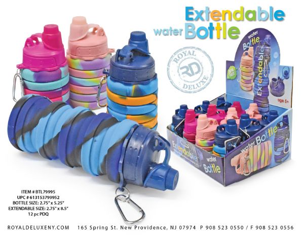 Expandable Water Bottle W/ Carabiner Clip 100% SiliconE- 500ml /16.9 oz