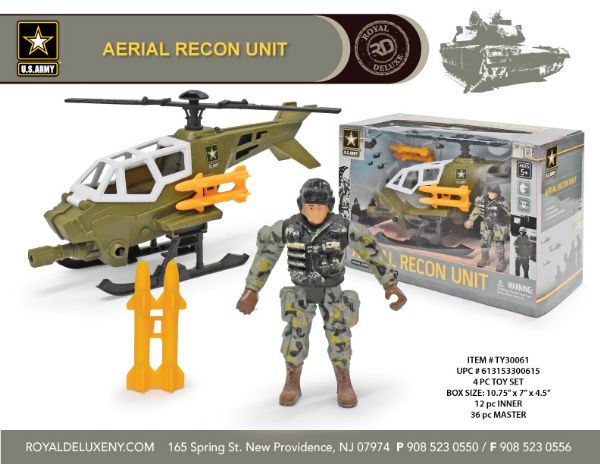 Us Army Boxed Toy Set W/ Soldier & Helicopter