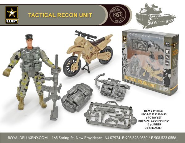Us Army Boxed Toy Set W/ Soldier, Motorcycle, & Accessories