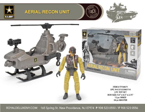 Us Army Box Toy Set W/ Soldier & Cargo Helicopter