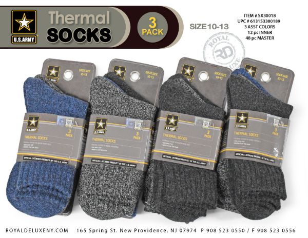 Us Army - Mens 3pk Socks - Dark Marled Colors - No Logo