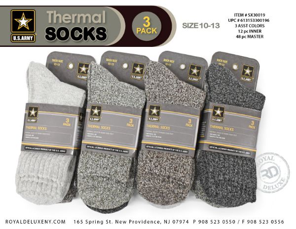 Us Army - Mens 3pk Socks - Light Marled Colors - No Logo