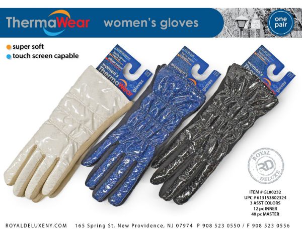 Women's Puffer Glove Touch Screen Capable