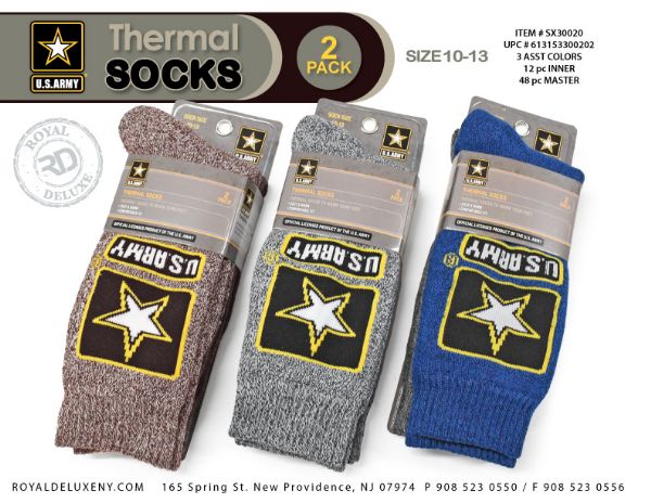 Us Army - Mens 2pk Thermal Socks - Two Tonal Full Marled