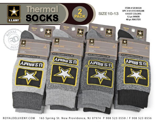 Us Army - Mens 2pk Thermal Socks - All Marled - Star Symbol