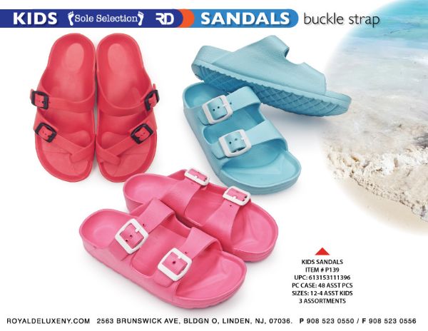 Kids Solid Buckle Strap Sandal -- 12-4
