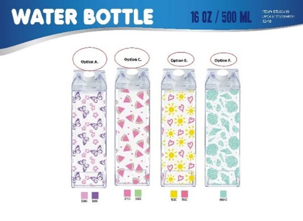 Milk Carton Bottle PrinteD- 16oz / 500 ml