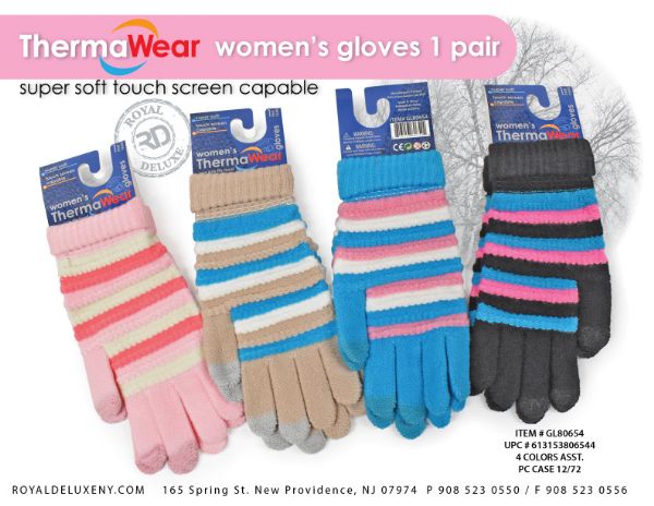 Women's Multi Tonal Stripe Glove With Touch