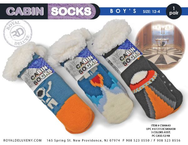 Boy's Sherpa Cabin Socks