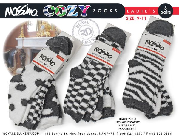 Mossimo 3pk Cozy Sock W/ Gripper Bottom - Black/white