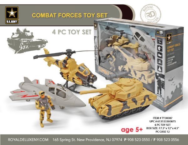 Us Army Combat Forces Set - Action Figure, Tank, Jet, Helicopter