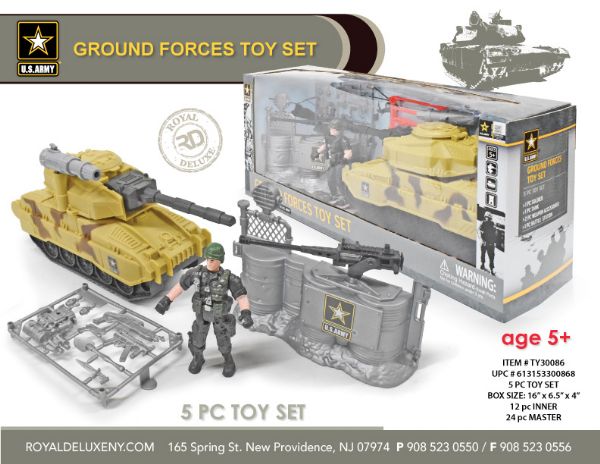 Us ArmY- Ground Forces Toy Set - With Action Figure, Tank, Weapons, Battle Station
