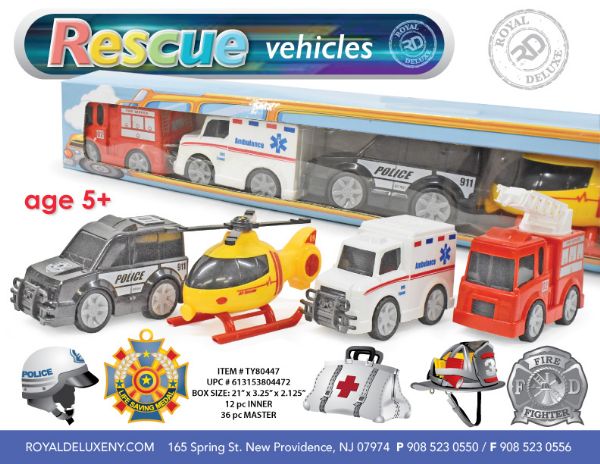 4pk Rescue Vehicle Plays Set