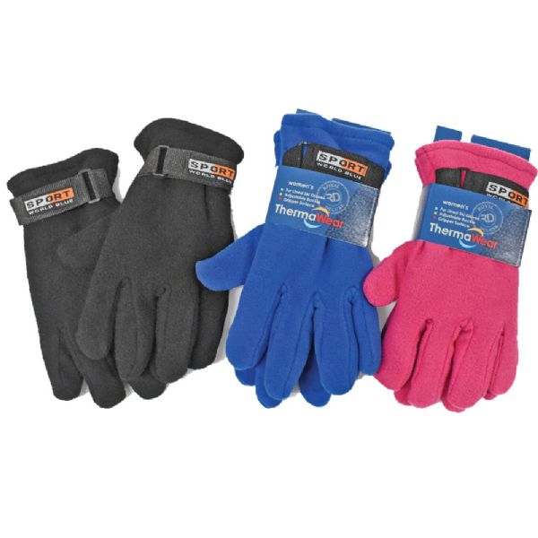 Women's Fleece Gloves With Adjustable Buckle