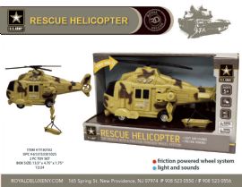 Us Army Light & Sound Rescue Helicoppter W/ Friction Wheels