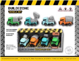 4pk Pull Back Friction Mini Construction Vehicle Set