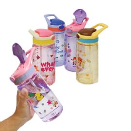 Flip Top Kid's Water Bottle With Straw And Carry Handle