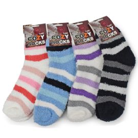 1 Pair Cozy Socks In Stripes Colors Assorted