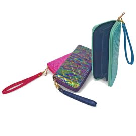 Accordion Wallet W/ Strap Rainbow Shimmer