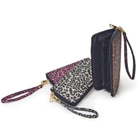 Accordion Wallet W/ Strap Glitter Cheetah Prints
