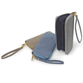 Accordion Wallet W/ Strap Plaid Prints