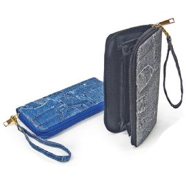 Accordion Wallet W/ Strap Denim Design