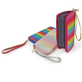Accordion Wallet W/ Strap Rainbow Glitter