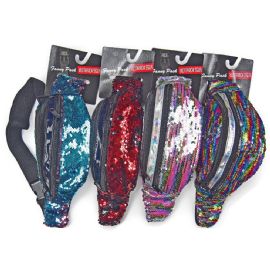 Fanny Pack Reversible Sequin Design With 3 Pocket Zippers