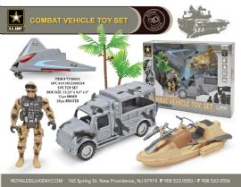 Us Army Boxed Toy Set W/ Soldier, Vehicle, Jet, & Boat