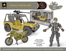 Us Army Boxed Toy Set W/ Soldier, Vehicle, & Motorcycle