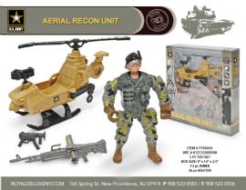 Us Army Boxed Toy Set W/ Soldier, Combat Helicopter, & Accessories